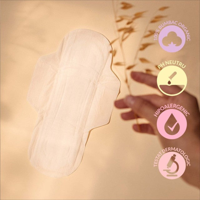 Absorbante ENROUSH Ultra Thin Pads Super, cu bumbac 100% organic, ultra-subțiri, pentru flux mediu, hipoalrgenice, 10 buc