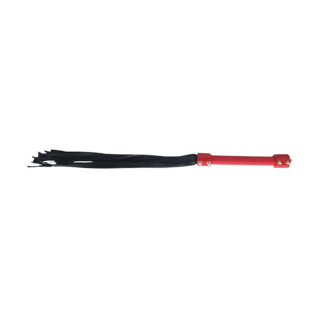 Bici OUCH! Flogger - Milan Collection, pentru jocuri erotice BDSM, din piele îmbinată, culoare roșu cu negru