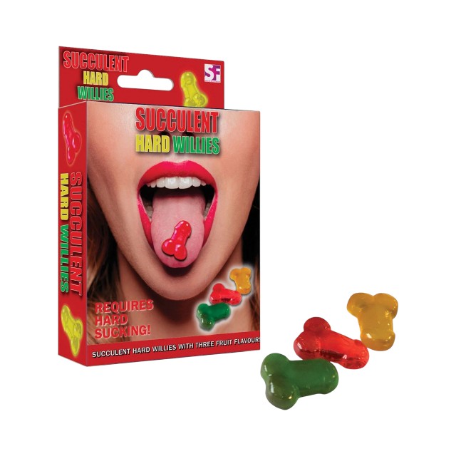 Bomboane SPENCER & FLEETWOOD Succulent Hard Willies, în formă de penis, aromă de fructe asortate, 12 bucăți
