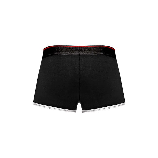 Chilot sexy bărbați MALE POWER Retro Sport, din bumbac, design cu dungi subțiri albe, mărime L, negru cu roșu