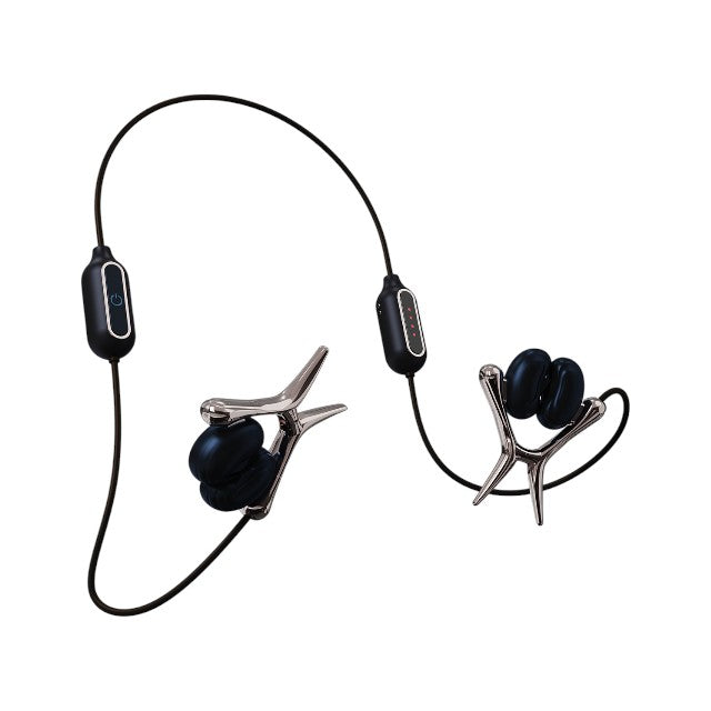 Cleme vibratoare pentru sfârcuri TINGON N1, cu aplicație, 12 funcții de vibrație, 5 viteze, silențioase, culoare negru