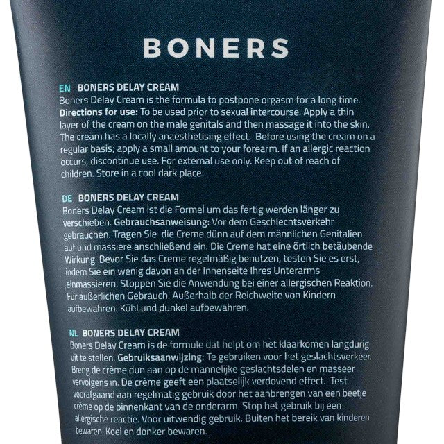 Cremă BONERS Delay Cream, susține întârzierea ejaculării, efect ușor de amorțire, textură mătăsoasă, 100ml