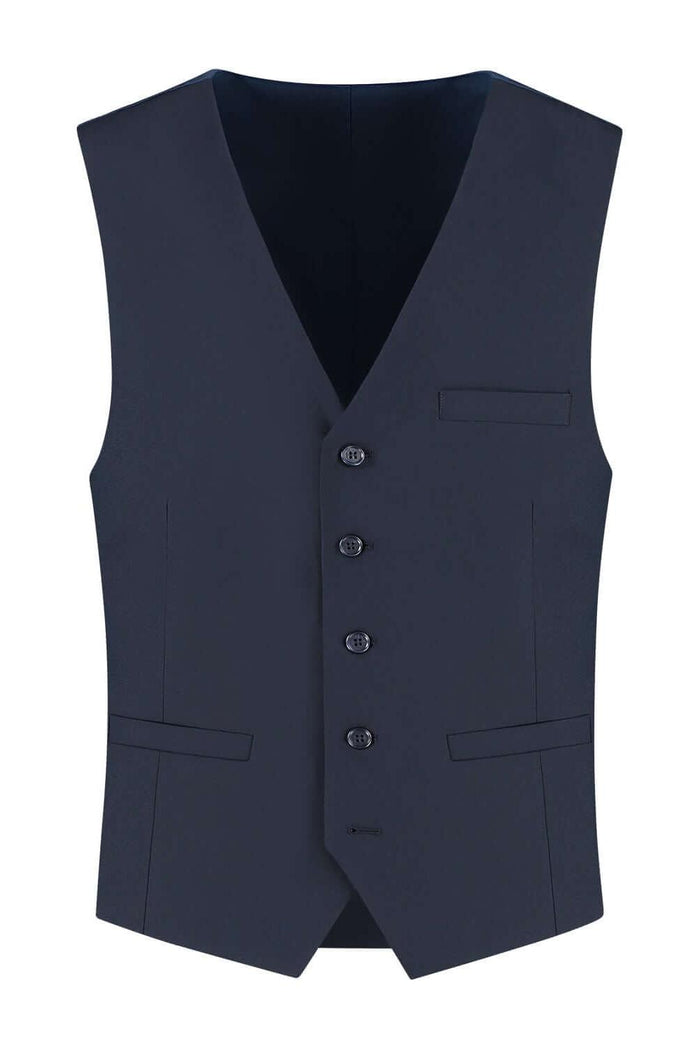 Gilet comfort stretch blauw MixMatch, blauw gilet met stretch en knoopsluiting, veelzijdig en stijlvol.