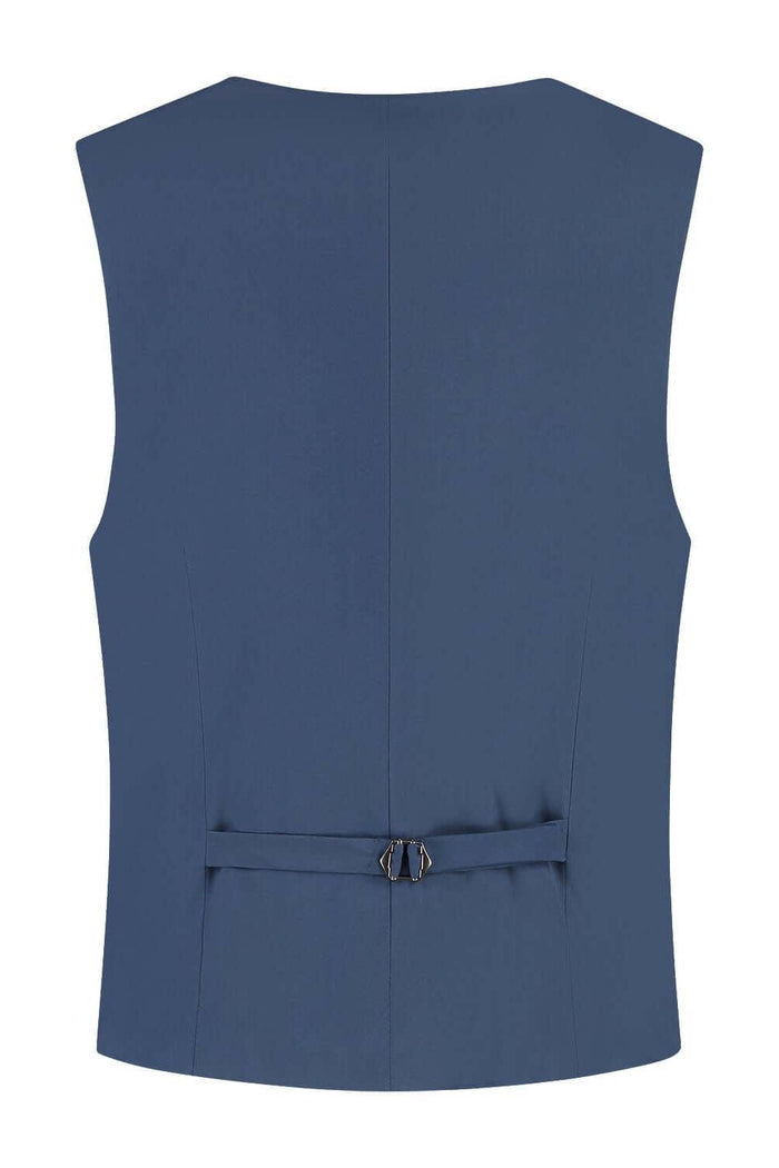 Gilet comfort stretch royalblue Mixmatch back view showing shape and comfort design features.