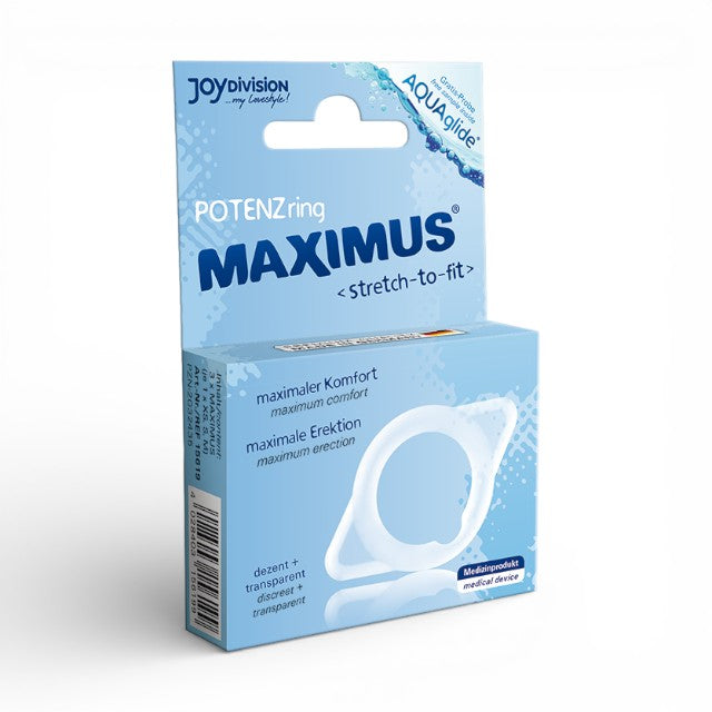 Inel pentru penis JOYDIVISION Maximus Ring Medium, ajută la întârzierea ejaculării, din silicon medical, transparent