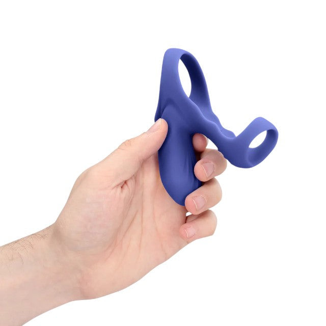 Inel vibrator pentru penis LOVELINE Cockring with Clit Stimulation, pentru cupluri, 9 funcții de vibrație, albastru