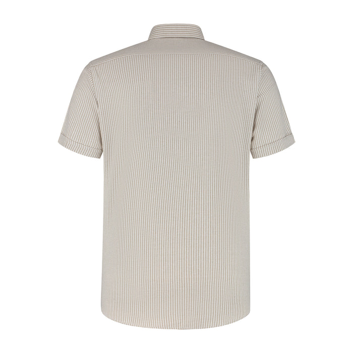 Korte mouw knit streep beige
