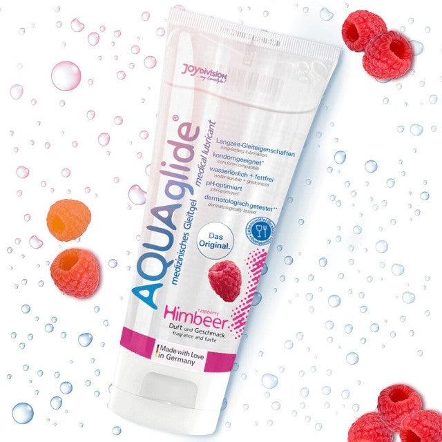 Lubrifiant cu aromă Aquaglide Raspberry, pe bază de apă, cu aromă de zmeură, 100 ml