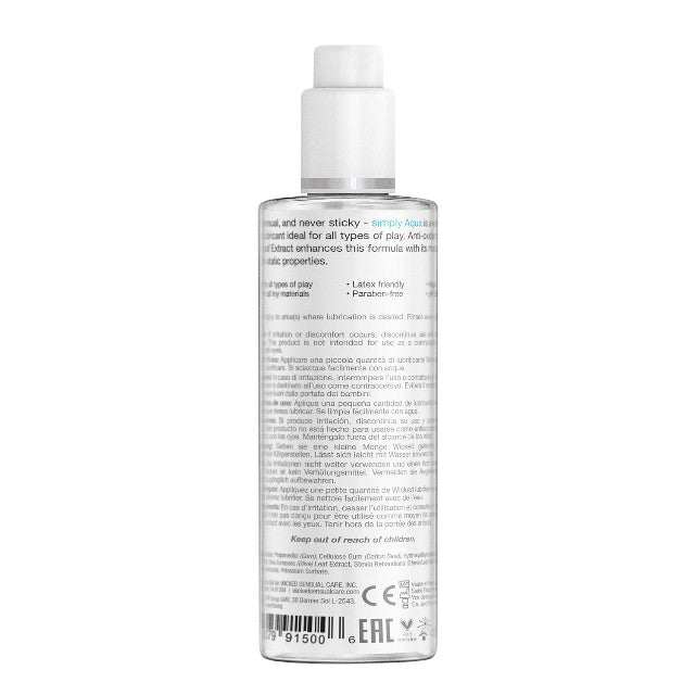 Lubrifiant pe bază de apă WICKED Simply Aqua Special Edition, formulă inovatoare cu extract de frunză de măslin, 120 ml