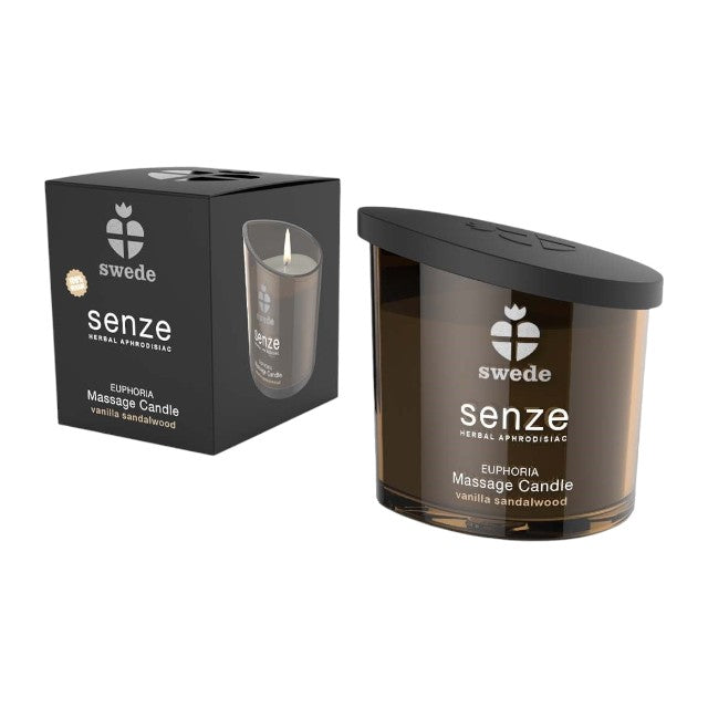 Lumânare pentru masaj SWEDE Senze Euphoria, cu aromă de lemn de santal și vanilie, 50 ml (maro)