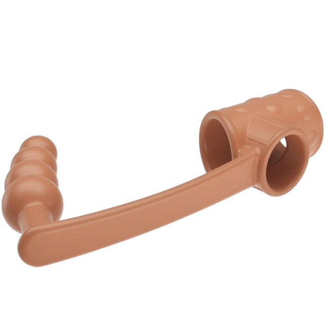 Manșon pentru penis cu plug anal PRETTY LOVE Rilley Penis Sleeve, din TPE, rezistent la apă, culoarea pielii
