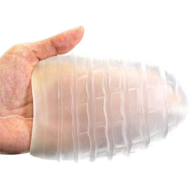 Masturbator manual LOVETOY Training Master Grind Ripples, din TPE transparent, în formă de ou, lungime 13 cm (mov)