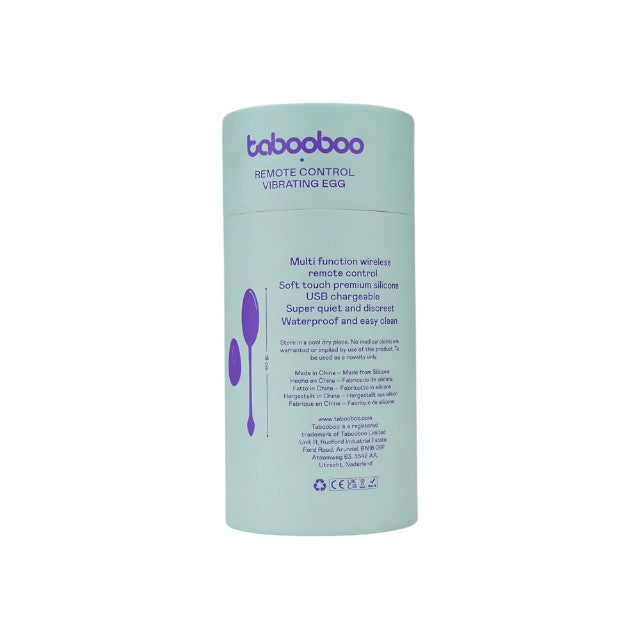 Ou vibrator TABOOBOO Take Me Back To Bed, control prin telecomandă, 10 funcții de vibrație, rezistent la apă, albastru