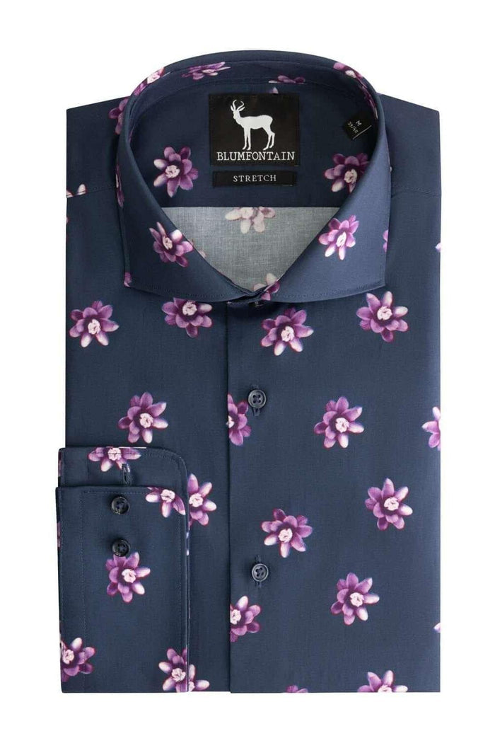Overhemd Blumfontain bloemprint paars