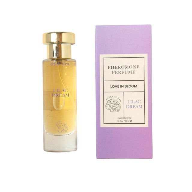 Parfum cu feromoni EYE OF LOVE Lilac Dream, pentru femei, note de vanilie, flori de măr și lemn de cașmir, mov, 30 ml