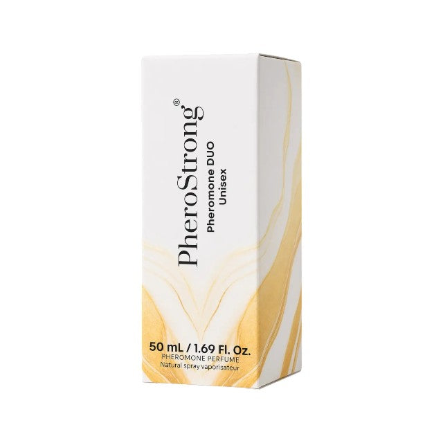Parfum cu feromoni PHEROSTRONG Duo, unisex, cu note de bergamotă, OUD, floare de portocal și vanilie, 50 ml