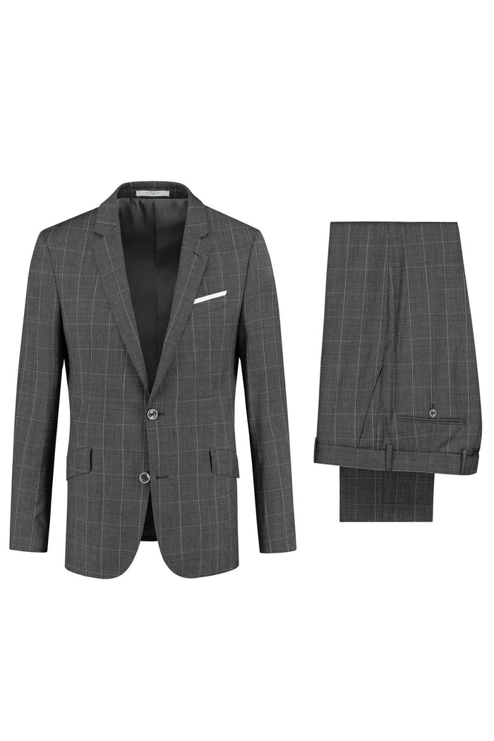 perSignori 2D Classic fine grijs suit and pants set in elegant grey checkered design.