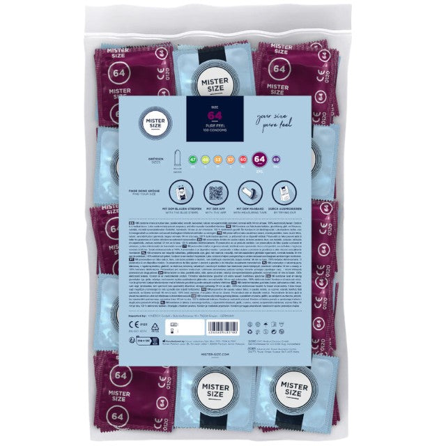Prezervative ultra-subțiri MISTER SIZE, mărime 64 mm, 100 de bucăți