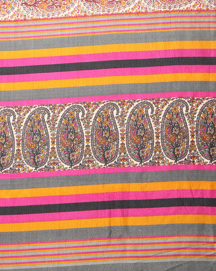 Indiehaat | Kashmiri Silk Printed Saree Red & Brown