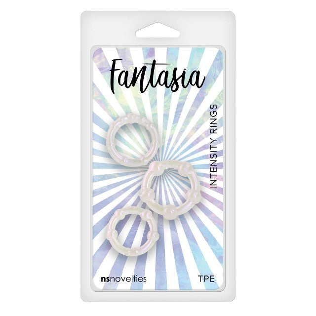 Set 3 inele pentru penis NS NOVELTIES Fantasia, din material flexibil, diametre progresive 2 - 2.3 cm, alb transparent