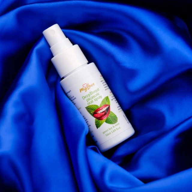 Spray MYLOVE Deep Throat Pleasure Oral Spray, pentru sex oral adânc, cu aromă de ceai verde și mentă, 50 ml