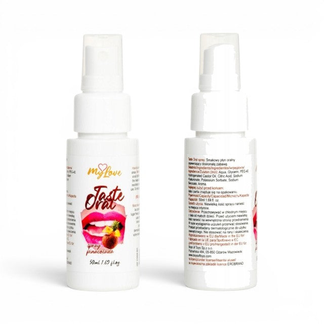 Spray MYLOVE Taste Oral Spray Pinacolada, pentru sex oral, textură non-lipicioasă, aromă de cocktail Piña Colada, 50 ml