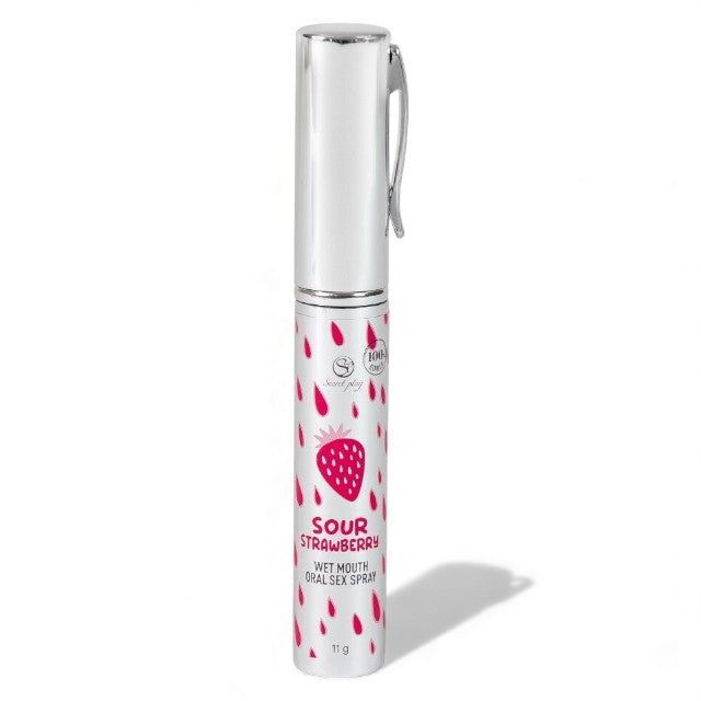 Spray pentru sex oral adânc SECRET PLAY Sour Strawberry, fără gluten și lactoză, fără zahăr, aromă de căpșuni, 11 ml