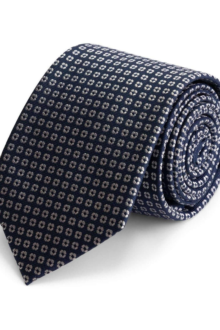 Stropdas zijde navy met vierkant