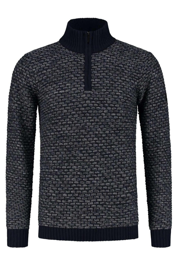 Trui halfzip structuur grijs