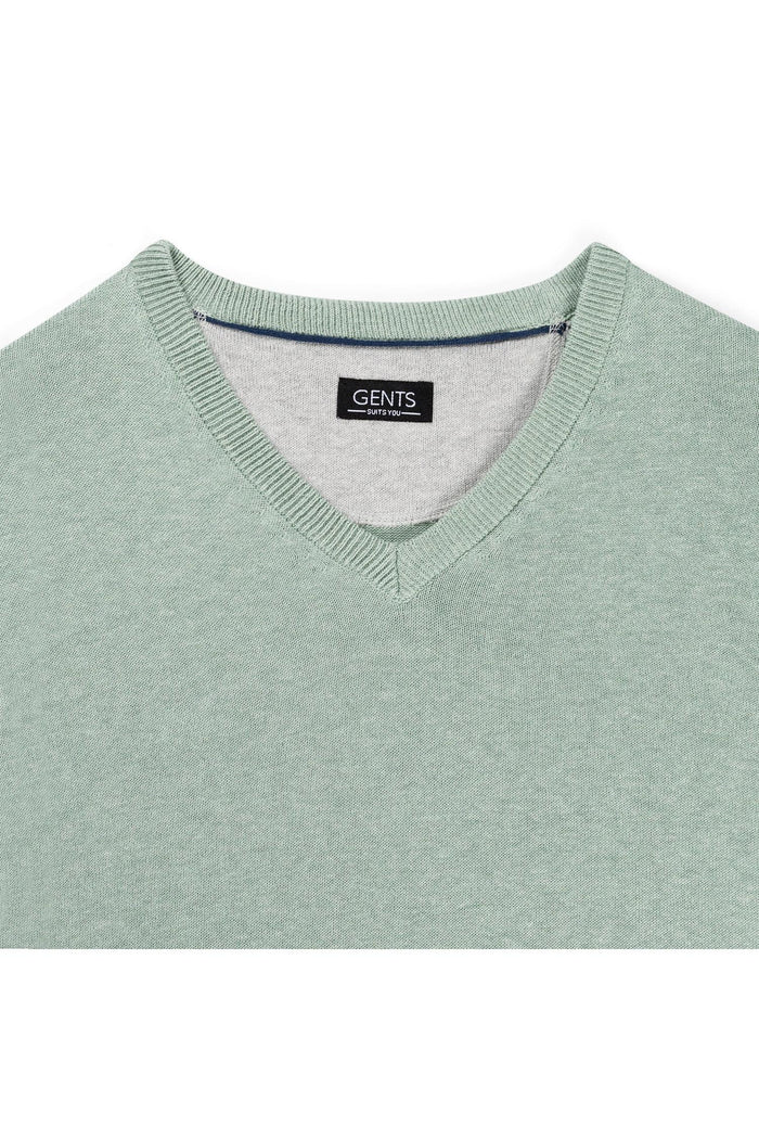 Trui V-hals softcotton oudgroen