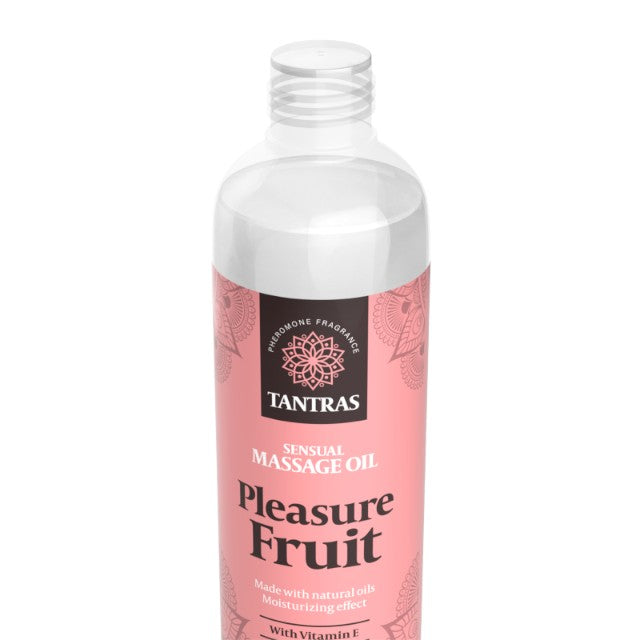 Ulei de masaj TANTRAS Pleasure Fruit, cu vitamina E și uleiuri naturale, aromă de patchouli și vanilie, 150 ml (roz)