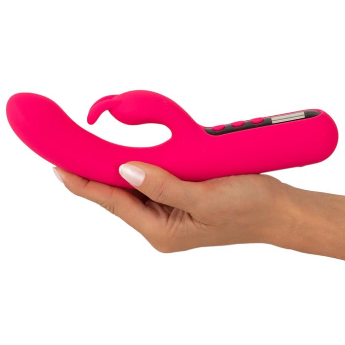 Vibrator dublu YOU2TOYS Pink Sunset Rabbit Vibrator, cu display digital, 10 funcții de vibrație, 4 viteze, culoare roz