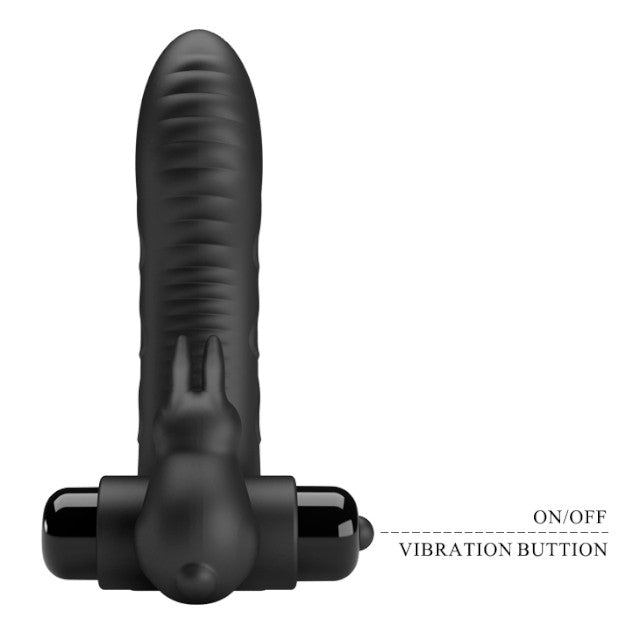 Vibrator rabbit pentru deget PRETTY LOVE Vance Honey Finger, pentru clitoris și punctul G, 10 funcții de vibrații, negru