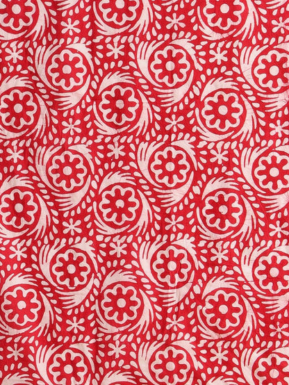 Indiehaat | Pure Mul Cotton Hand Wax Batik Suit Red