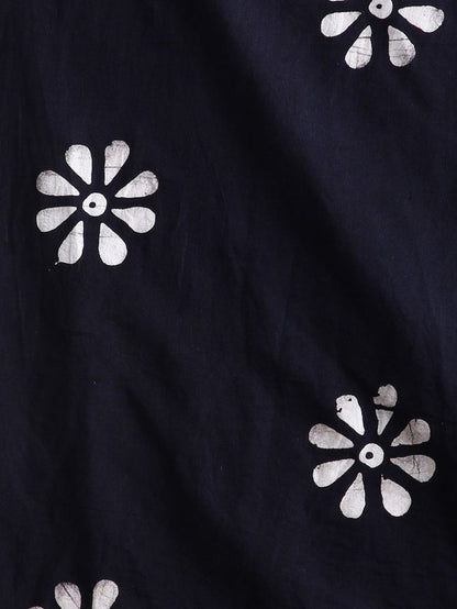 Indiehaat | Pure Mul Cotton Hand Wax Batik Suit White & Black