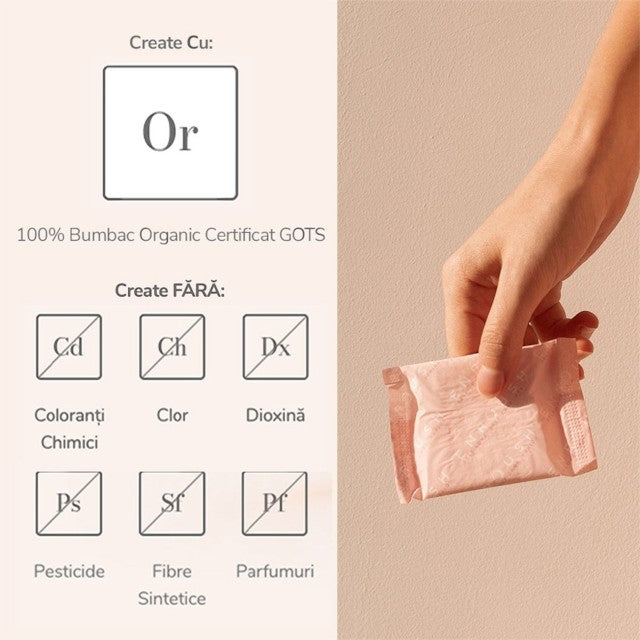 Absorbante ENROUSH Ultra Thin Pads Super, cu bumbac 100% organic, ultra-subțiri, pentru flux mediu, hipoalrgenice, 10 buc