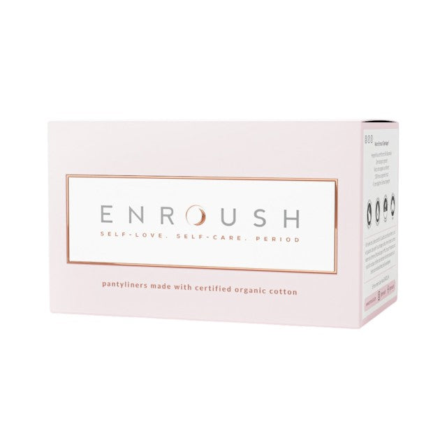 Absorbante zilnice ENROUSH Pantyliners, cu bumbac 100% organic, ultra-subțiri, hipoalergenice, cu pH echilibrat, 24 buc