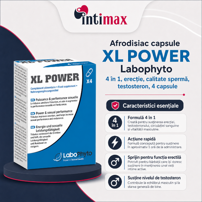 Afrodisiac capsule, XL POWER, Labophyto, 4 în 1, erecție, calitate spermă, testosteron, 4 capsule