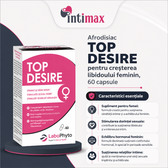 Afrodisiac TOP DESIRE, Labophyto, pentru cresterea libidoului feminin, 60 capsule