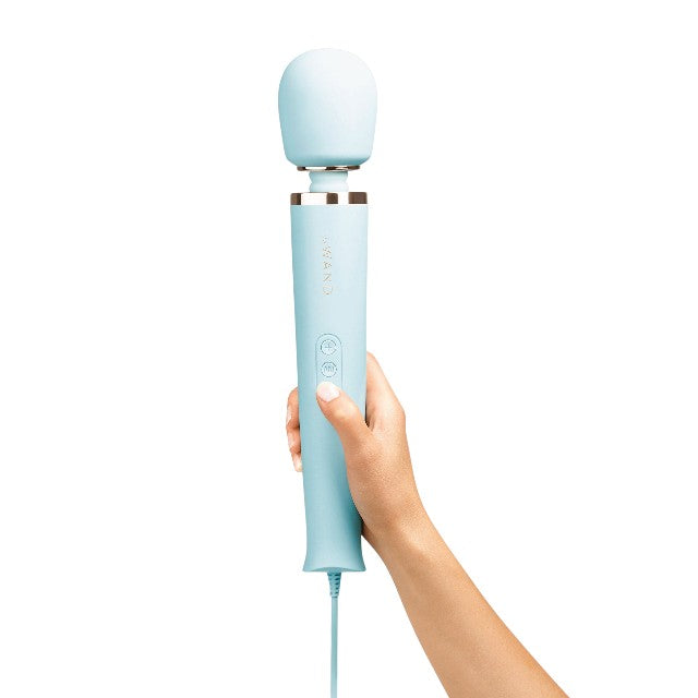 Aparat de masaj cu fir LE WAND Plug-In Vibrating Massager, pentru corp și zone intime, 16 funcții de vibrație, albastru