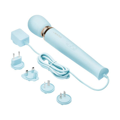 Aparat de masaj cu fir LE WAND Plug-In Vibrating Massager, pentru corp și zone intime, 16 funcții de vibrație, albastru