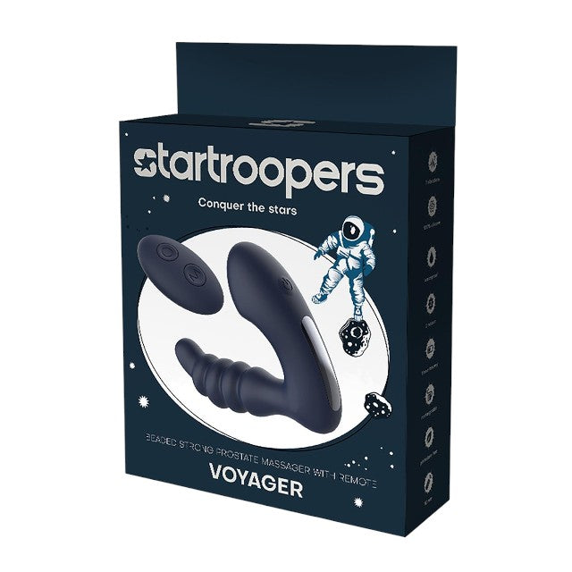 Aparat de masaj DREAMTOYS Startroopers Voyager, pentru stimulare anală și punctul P, 7 funcții de vibrație, albastru
