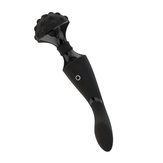 Aparat de masaj dublu VIVE Shiatsu Double-Action Massager Wand, pentru corp și punctul G, 10 funcții de viteză, negru