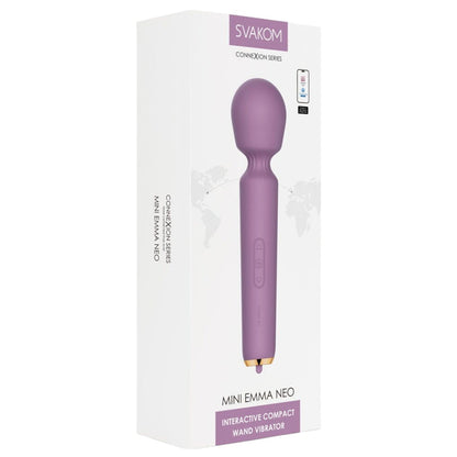 Aparat de masaj interactiv SVAKOM Mini Emma Neo, vibrator wand cu 6 funcții de vibrație, control prin aplicație, mov