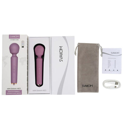 Aparat de masaj interactiv SVAKOM Mini Emma Neo, vibrator wand cu 6 funcții de vibrație, control prin aplicație, mov