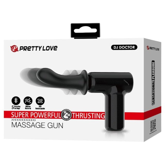 Aparat de masaj PRETTY LOVE DJ Doctor Massage Gun, pentru corp și zone intime, 5 funcții de penetrare automată, negru