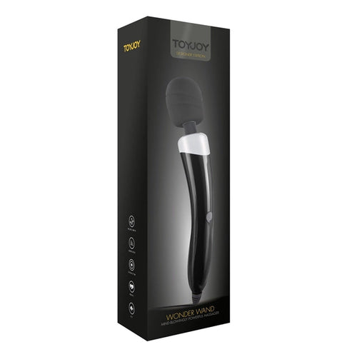 Aparat de masaj ToyJoy - Wonder Wand, pentru corp si zonele intime, 3 functii de vibratie, negru, 33.5 cm