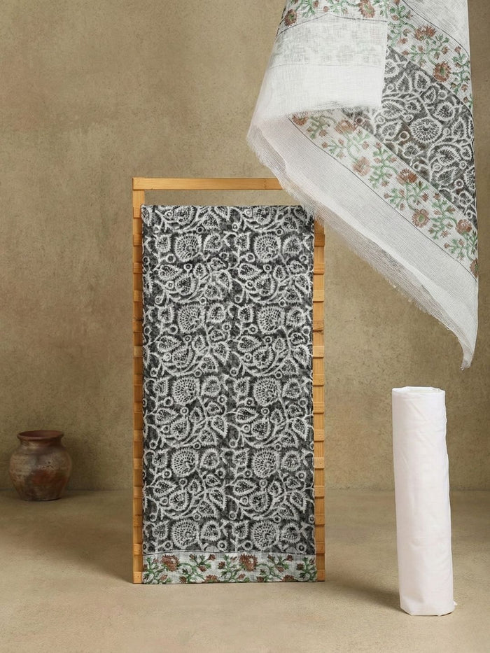 Indiehaat | Pure Kota Doria Blockprint Suit Black & White