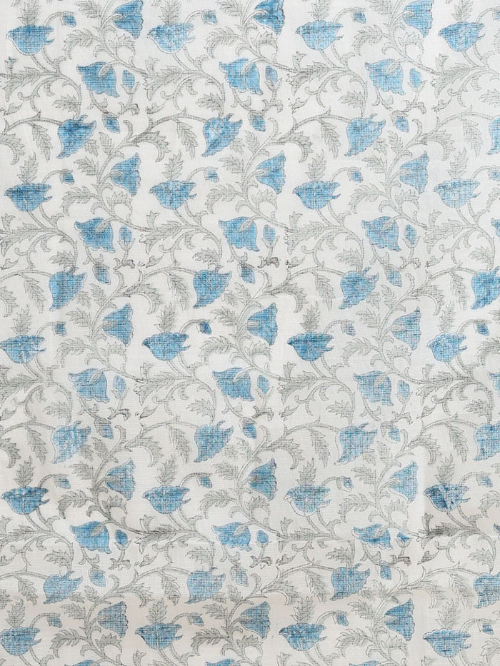 Indiehaat | Pure Kota Doria Blockprint Suit Blue