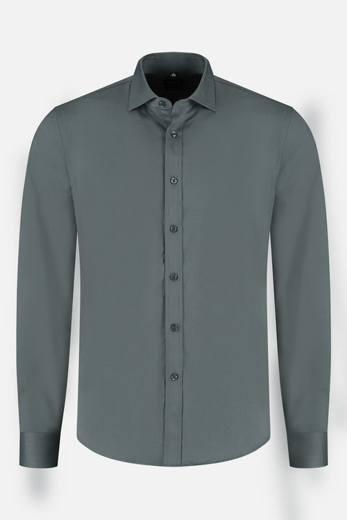 Bamboe twill green shirt, stylish and modern design, ideal for casual or formal occasions.